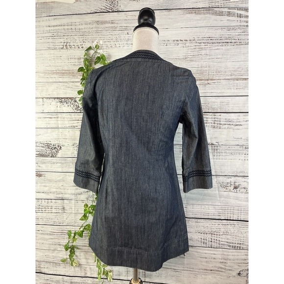 Boden Denim Jean Dress size 4 Embroidery A Line Above Knee Casual Boho Beach - Picture 13 of 14